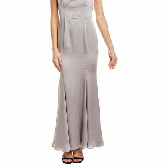 Fame And Partners Womens Gray Gown Sleeveless Scoop Neck Long Maxi Dress Size 10 - Picture 3 of 7